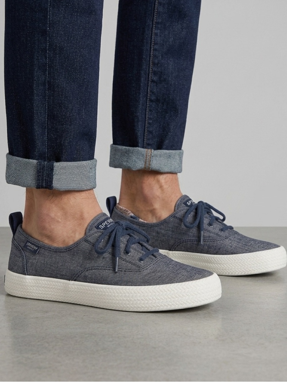 Sperry Denim Blue Canvas Platform Sneakers